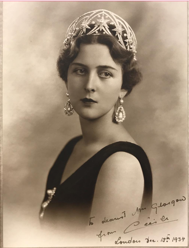 portrait of Princess Cecilie of Greece and Denmark with her signature