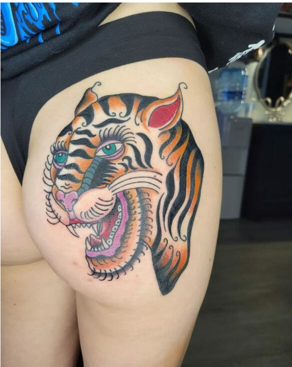 image73 - News Home ass tattoo with a colorful tiger