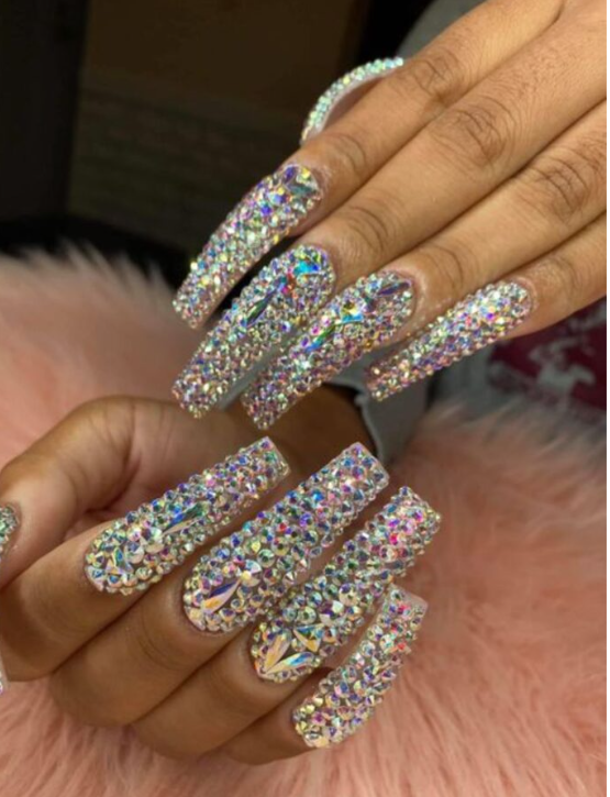 image114 - News Home Long Acrylic Glitter Birthday Nails